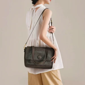 Waterproof Genuine Leather Solid Black Underarm Bag Women High-end Light Luxury Commuting Bag Cover Closure 20-35L Capacity Soft