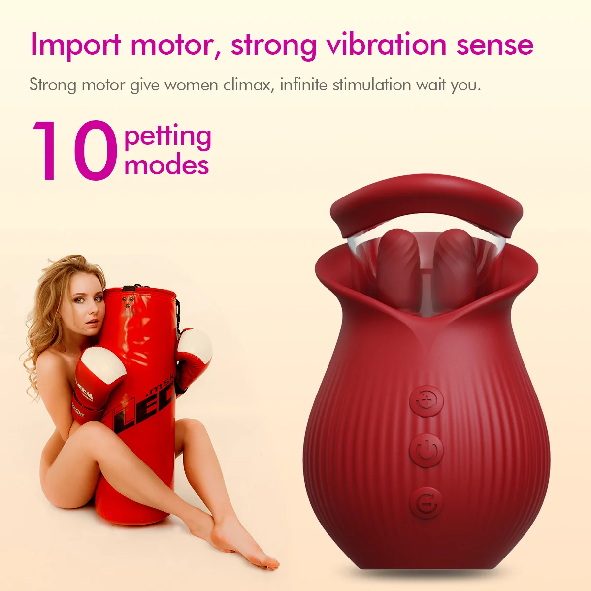 Factory Direct Sales OEM ODM Rose Suction Vibrator Dual Happy Ten Frequency  Suction and Ten Frequency Petting Vibrator Sex Toys