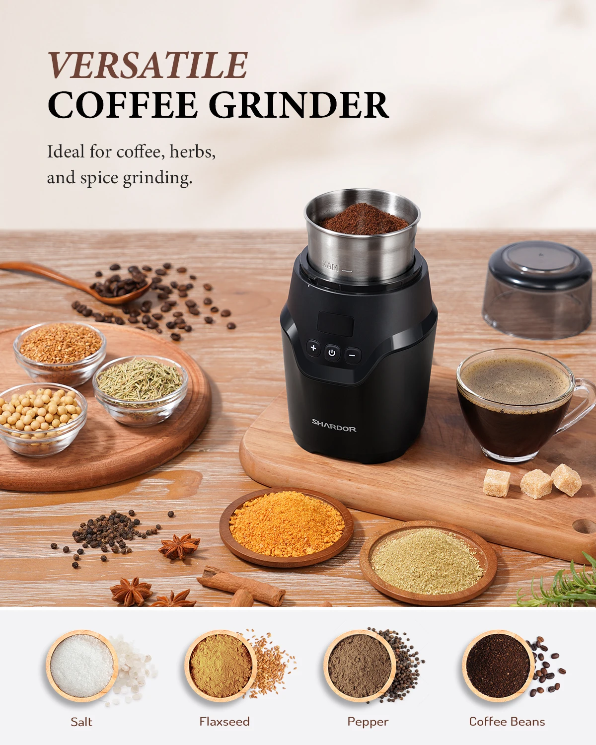 Adjustable Grind Setting Timer Automatic Mill  Electric Conical Blades Coffee Bean Grinder Stainless Steel Electric