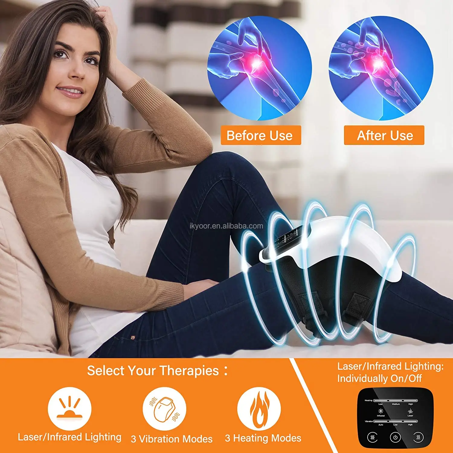 Cordless Wrap Knee Joint Massager Smart Electric Heating Vibration Pad ...