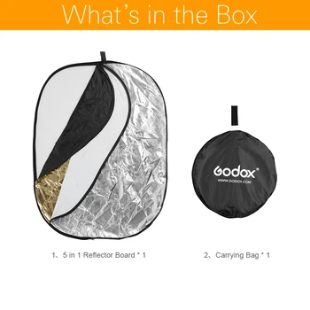 GODOX 59"x79" 150 X 200cm 5 in 1 Portable Collapsible Light Round Photography Reflector for Studio detail image