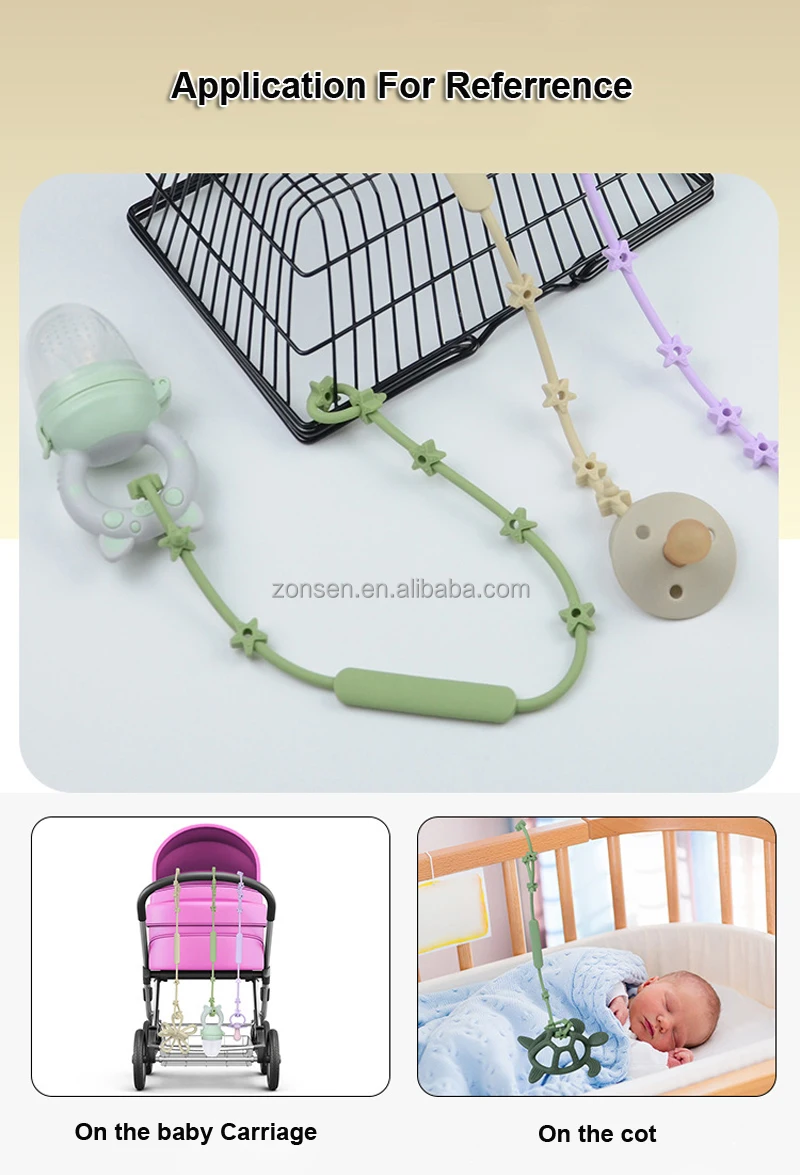 2023 Hot Selling Adjustable Straps Safety Star Teether Silicone Anti