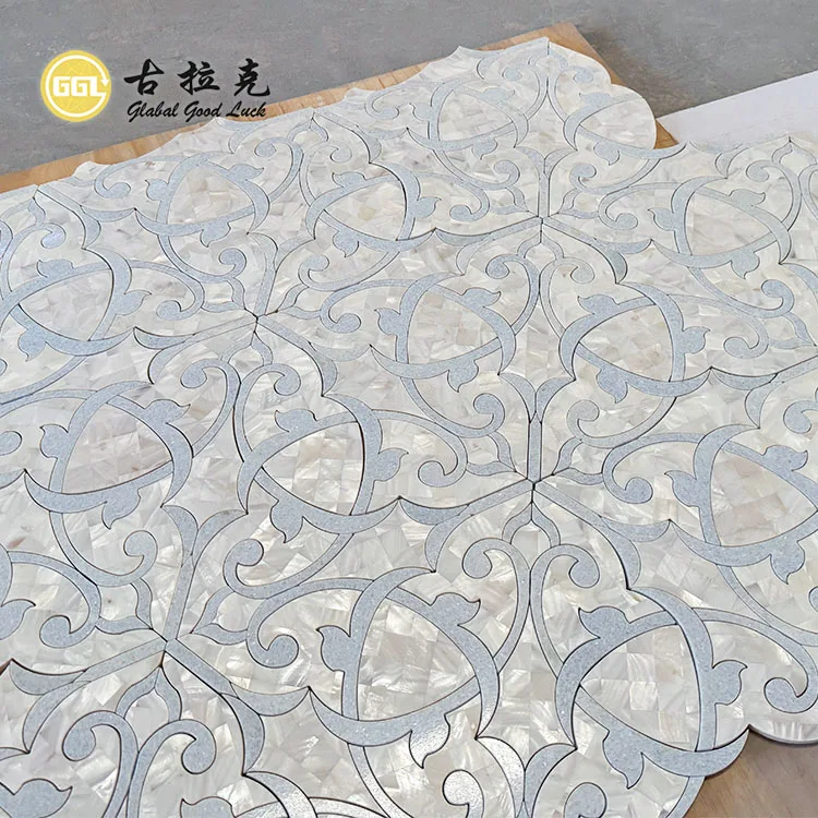 Century White Marble Mix Shell Mosaic Tile Wall Floor Kitchen Backsplash Tile Mosaic for Bathrooms