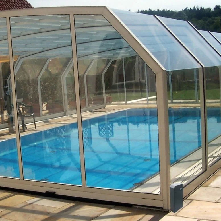 Stainless Steel Swimming Pool Cover Enclosure Motor Drive Kit with Solar Panel Motorisation Solaire for Pool Abri