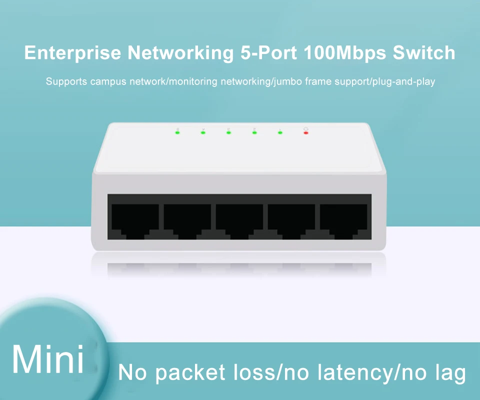 High Quality KuWFi New Switch Network 24V Power 100m Transmission Distance 5port 100Mbps Desktop Network Switch