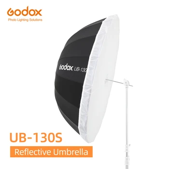 Godox UB-130S 51 Inch 130cm Parabolic Black Reflective Umbrella Studio Light Umbrella with Black Silver Diffuser Cover Cloth