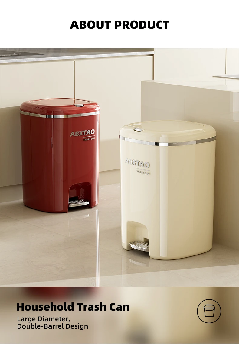 20l kitchen trash can plastic trash can step on trash can with removable inner bucket-2