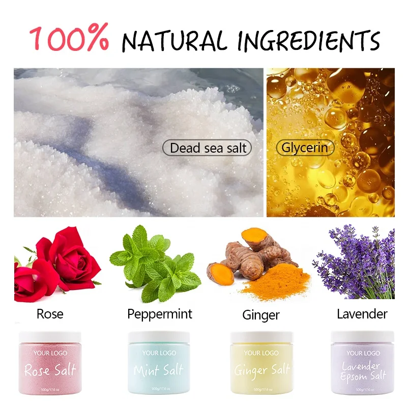 Индивидуальные услуги по уходу за ногами, отшелушивающая розовая Лаванда, Эпсом, Соль Мертвого моря, соль для ванн для ног