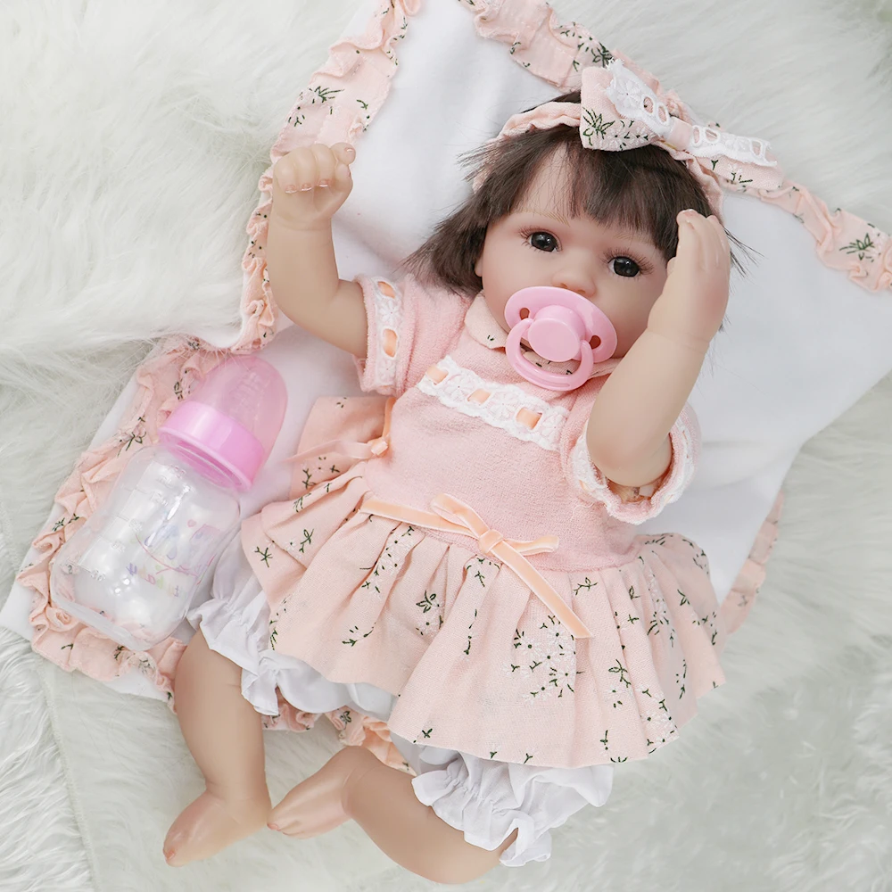 Baby Dolls Silicone Realistic Inch Girl Silicon Body For Full Newborn Soft With Kit Black Lifelike Toddler Clothes Reborn Doll