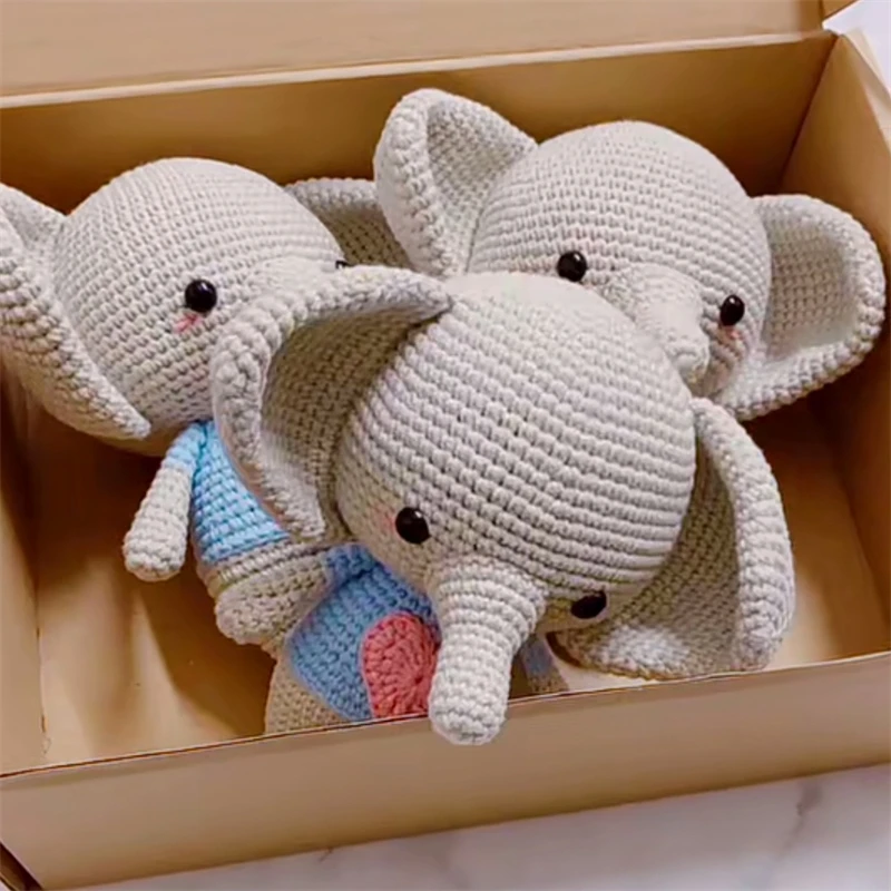 New Design Adorable Super Soft Stuffed Crocheted Elephant Amigurumi Crochet Elephant Dolls for Kids
