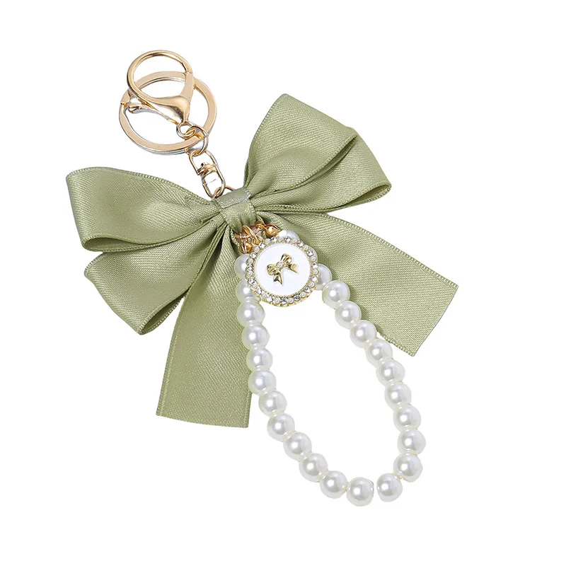 Fashion Handmade Beaded Bow Key Chain Pearl Wristband Pearl Chain