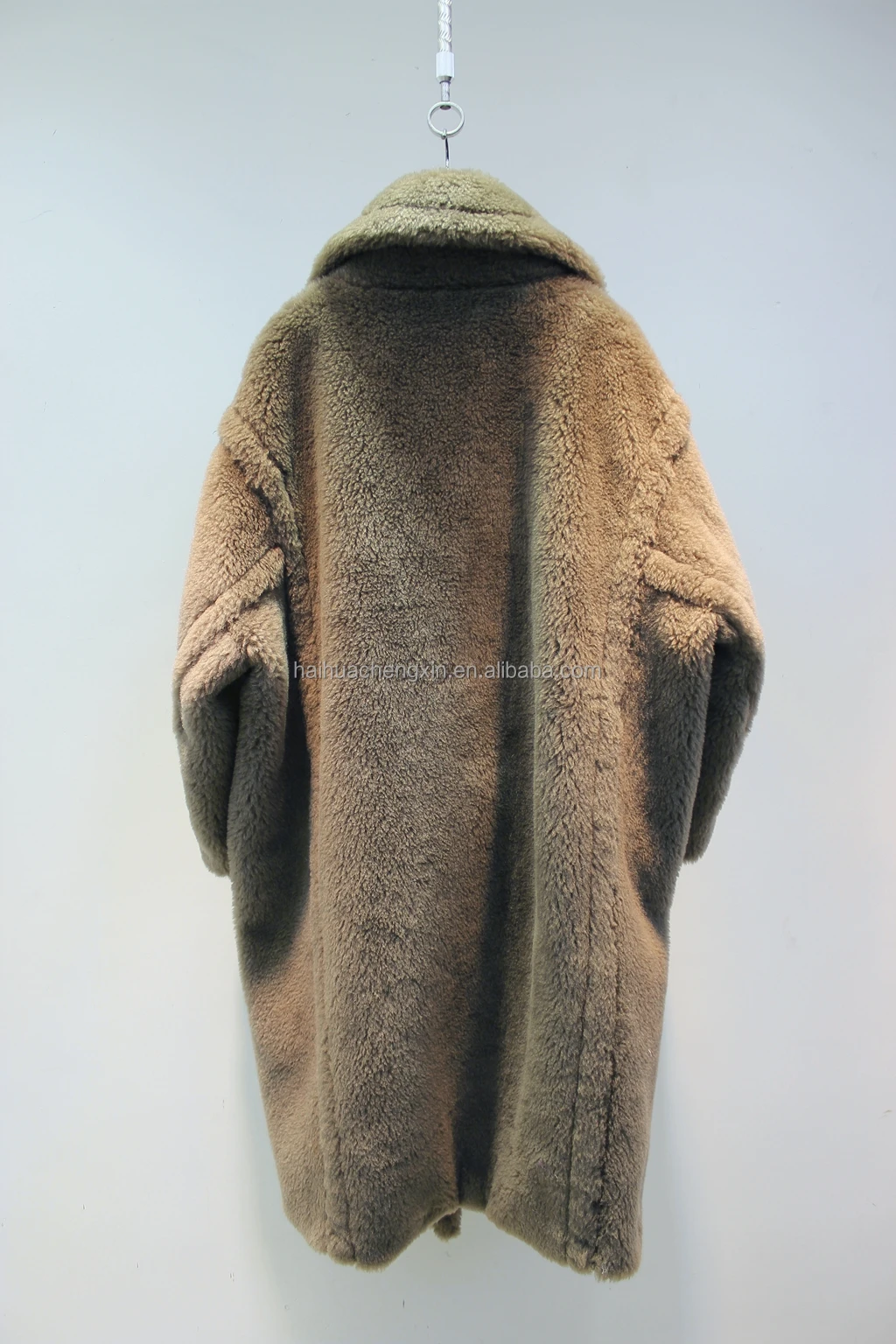 Custom Wool Coat Real Sheep Fur Shearling Long Plus Size Teddy Bear Fur ...
