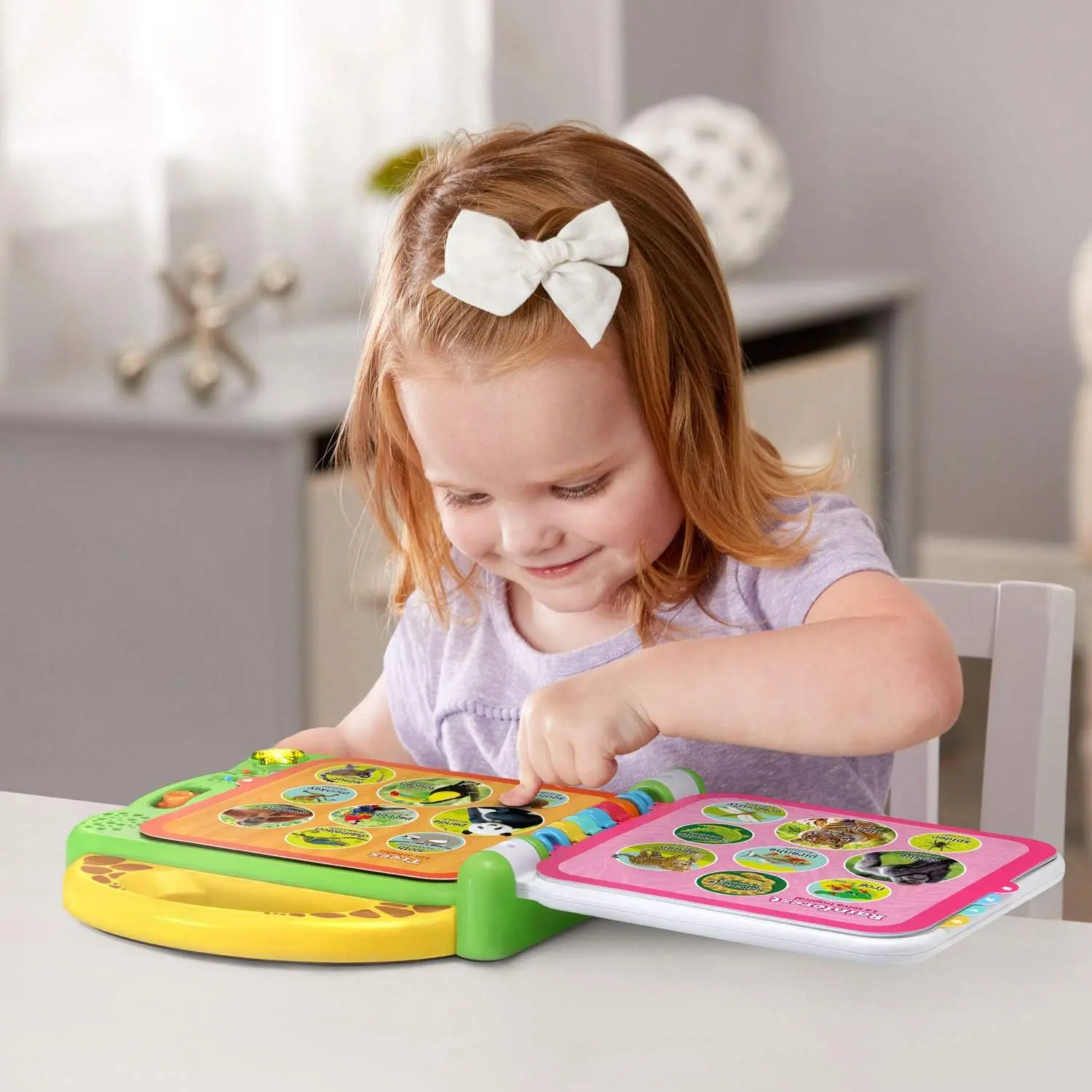 OEM Interactive Learning Music Toy for Early Education 100 Animals Green Book Plastic Material Battery Power