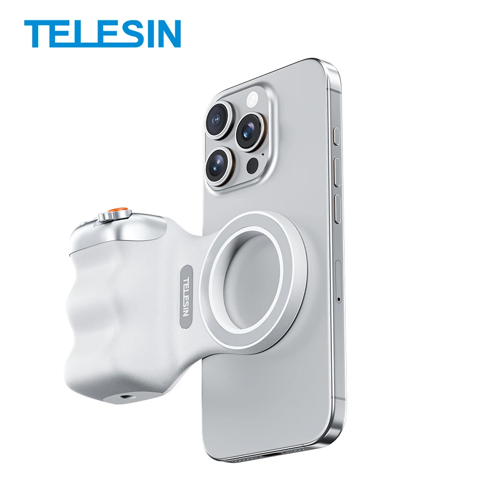 TELESIN Phone Camera Handle Grip with Wireless Shutter Remote for iPhone  Android Smartphone Magnetic Phone Camera Grip Handle