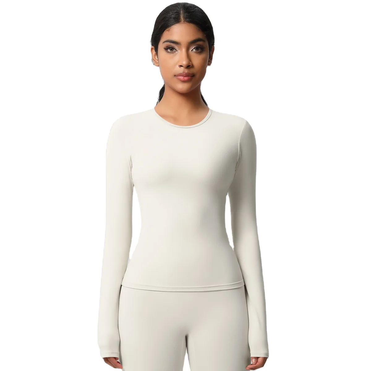 High-Intensity Running Sports Long Sleeve Top Slim Fit Neck Barely-There Yoga Fitness Cl preview