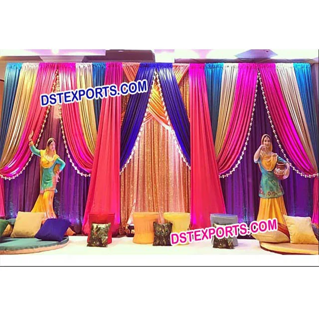 Punjabi Wedding Stage Backdrop Curtains Colorful Wedding Pleated Backdrop  Curtains Wedding Stage Embroidered Backdrop Curtains - Buy Indian Wedding  Mandap Backdrops,Wedding Stage Embrodried Backdrops,Pleeted Backdrops  Product on 