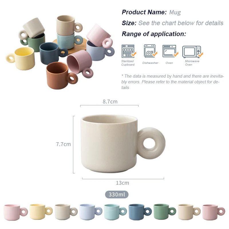 product fenn 11oz drinkware gifts nordic design matte color glaze customized logo round ceramic cafe mug with thick handle gift mug-56