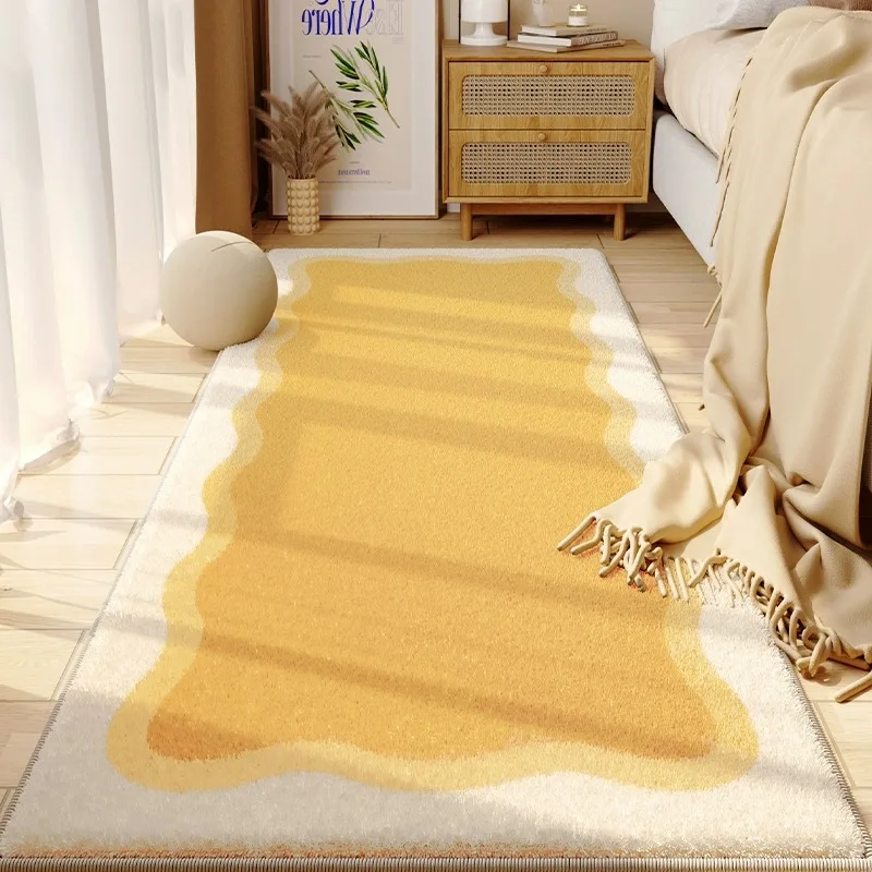 Bedroom Bed Rug Irregular Shape Microfiber Mat Machine Washable Living Room