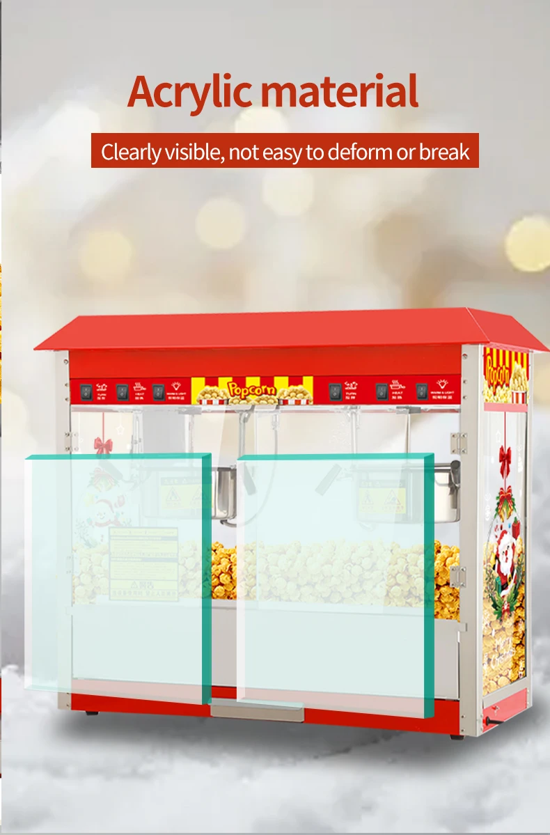 Large Double-Pot Electric Popcorn Machine Fully Automatic for Commercial Restaurants for Christmas Events 220v