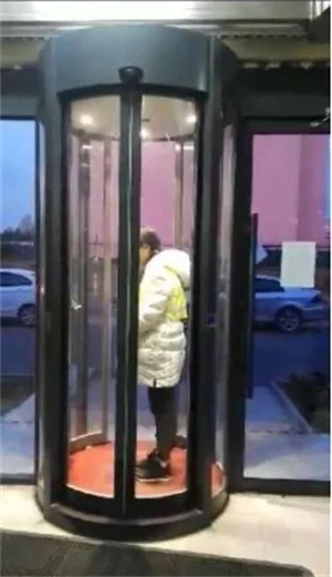 Excellent Systems Automatic Induction Curved Double Door Security Check Sliding Glass Entrance Arc AB Interlock Door