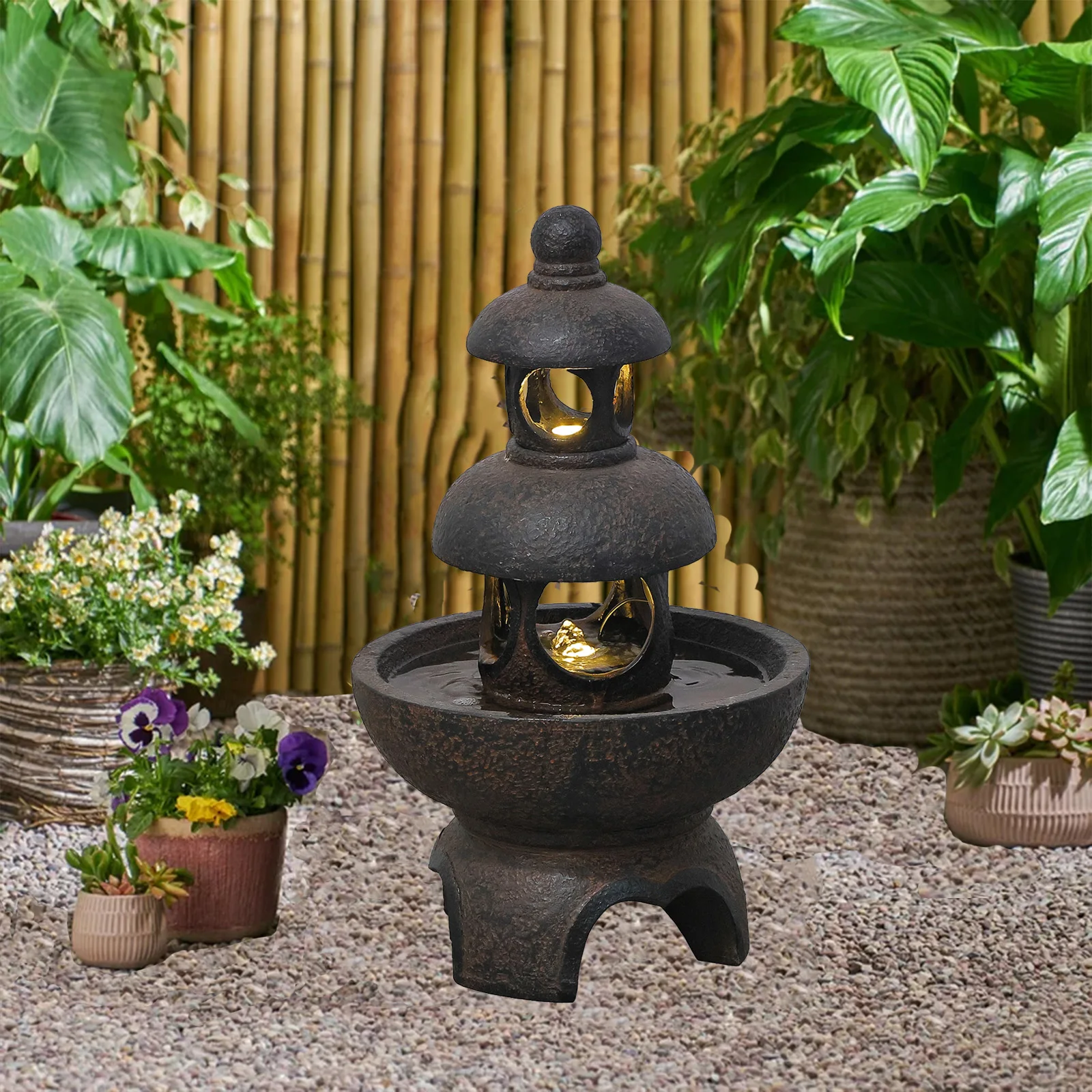 Modern Art Zen Water Fountain - Decorative Japanese Waterscape