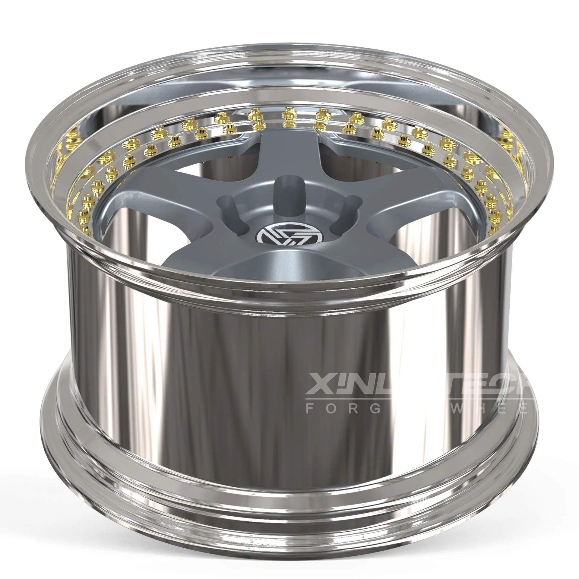 XL Polished Silver Custom Two Piece Forged Alloy Wheel 5x112 5x114.3 5x120 Deep Concave 5-Spoke Rims for Performance Cars - Image 1