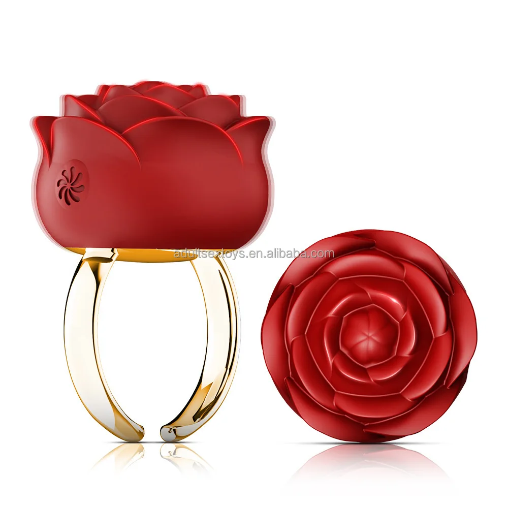 Red Rose Toy Clitoral Vibrator Finger Ring Vibrator Mini Size Clitoris  Nipple Massagers Rose Vibrating Finger Ring