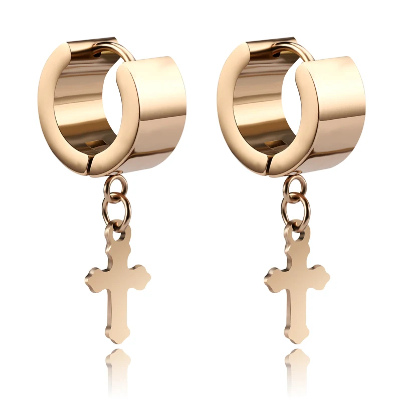 China Hot Sale Hoop Hangings Cross Earrings for Men and Women With Cross  Custom Gold Earring