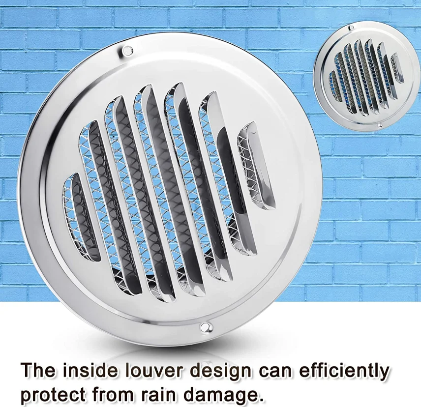Stainless Steel Air Vents Louvered Grille Cover Vent Hood Flat Ducting
