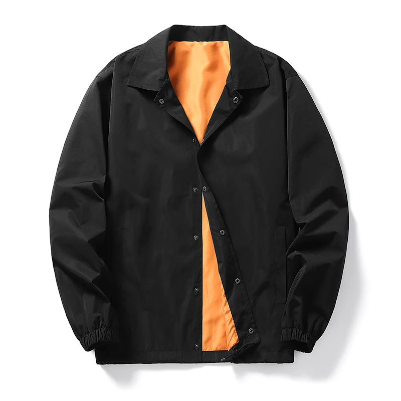 Practical Waterproof Lapel Collar Windbreaker Elastic Hem Men's Custom Jacket Manufacturer_voghion.com