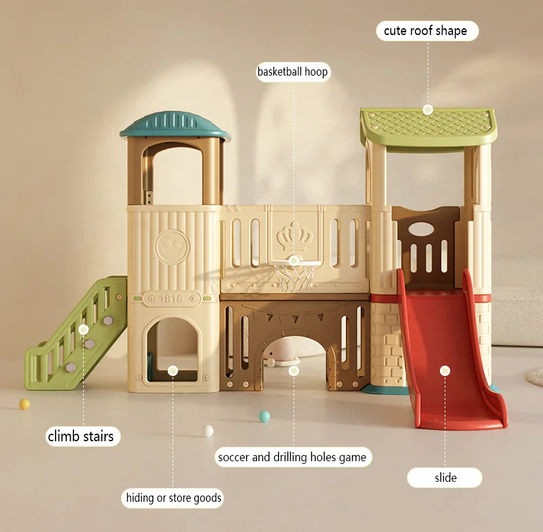 Hobby Tree Kids Slide Swing Set Indoor Plastic Combination Playground Playhouse Equipment