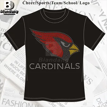 Hot Sale NFL Football Team Rhinestone Transfer Design Customized Cardinals Rhinestone Cheer Heat Transfers for DIY Shirt