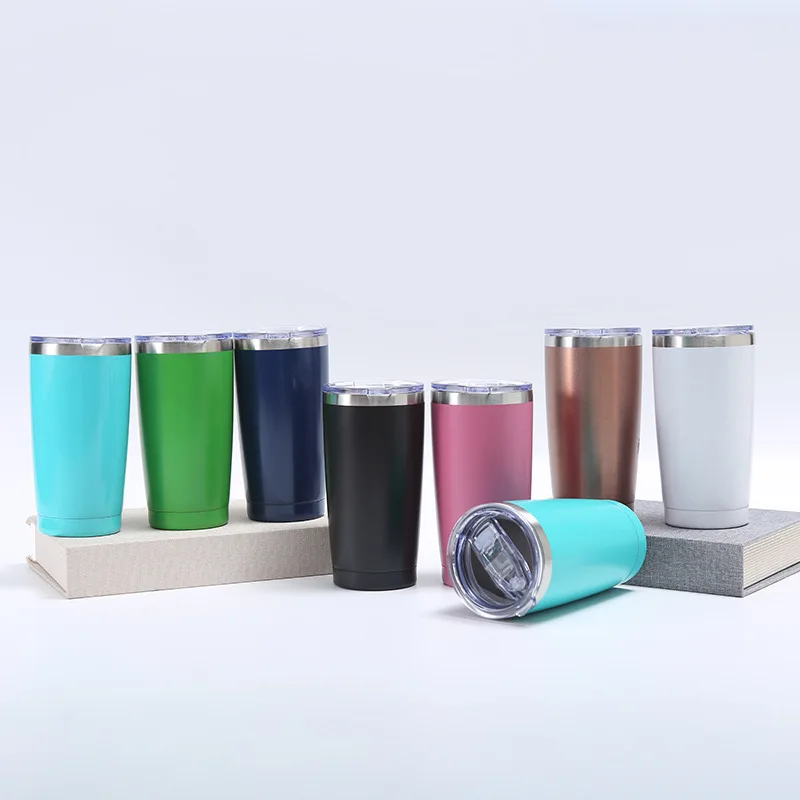 20oz Tumbler with Lid and Straw, Stainless Steel Vacuum Insulated Coffee  Tumbler Cup, Double Wall Powder Coated Travel Mug