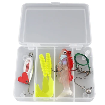 Palmer 7pcs fishing bait accessories jig set soft fishing lure worm set jig head tackle kit box fishing lure kit