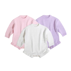New Selling Superior Quality Wholesale Custom Cotton Crew Neck Toddler Sweater Spring Warm Girls Baby Knitted Romper