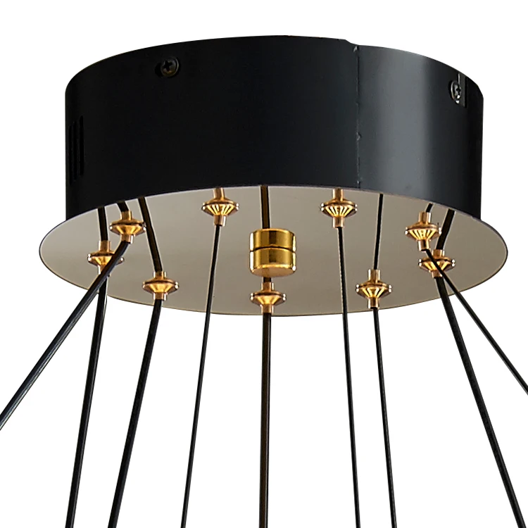 High Quality Adjustable Height Connectable Smart Speaker Living Room Aluminum Led Crystal Chandelier