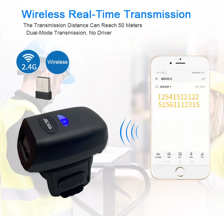 EDOO OEM ODM Best Price Cheap Portable Wearable Finger Ring Watch Wireless 1D 2D Handfree Barcode Sc(图6)