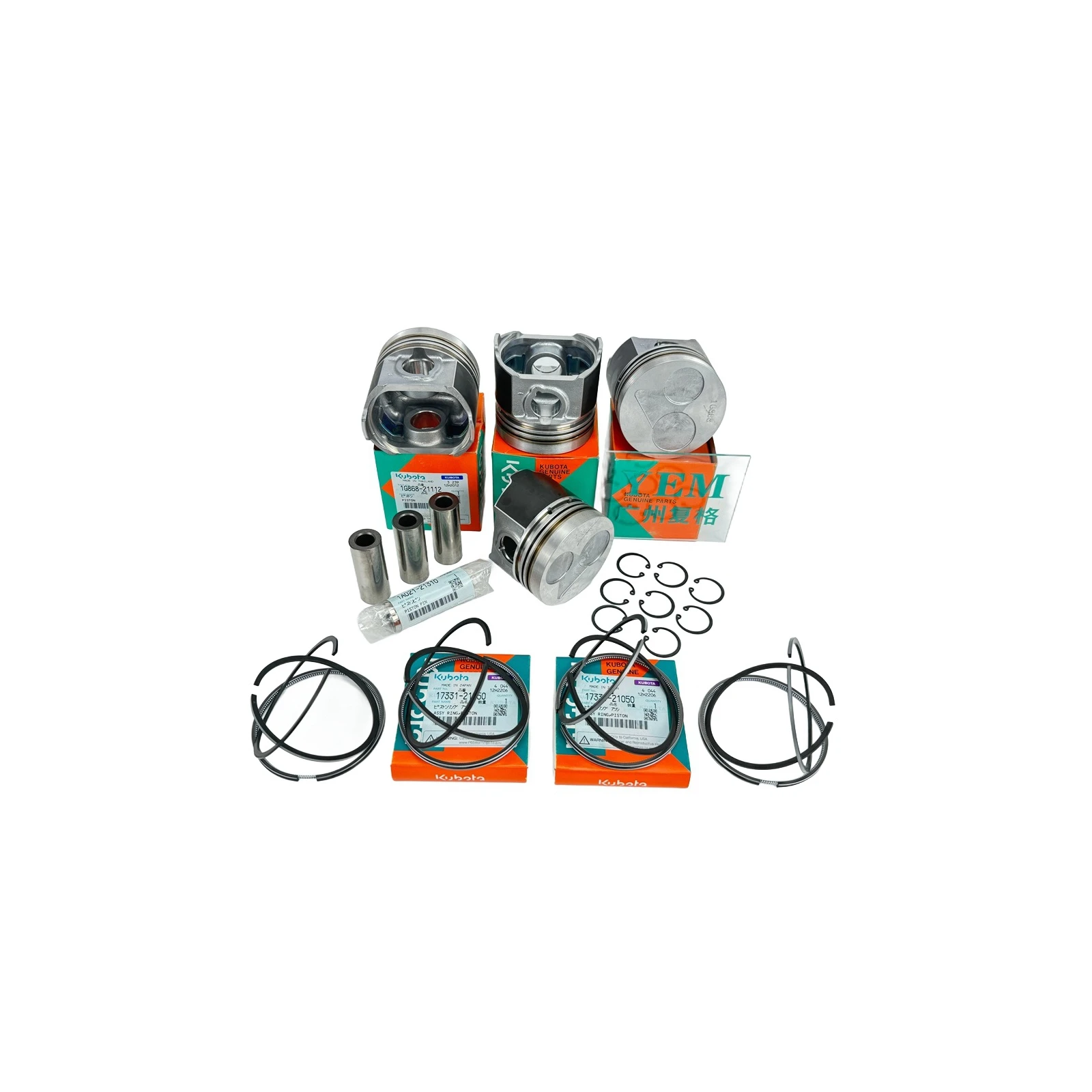 Piston Kit V1405 V1502 V1505 V1512 Mahlae Piston for Kubota Engine Parts