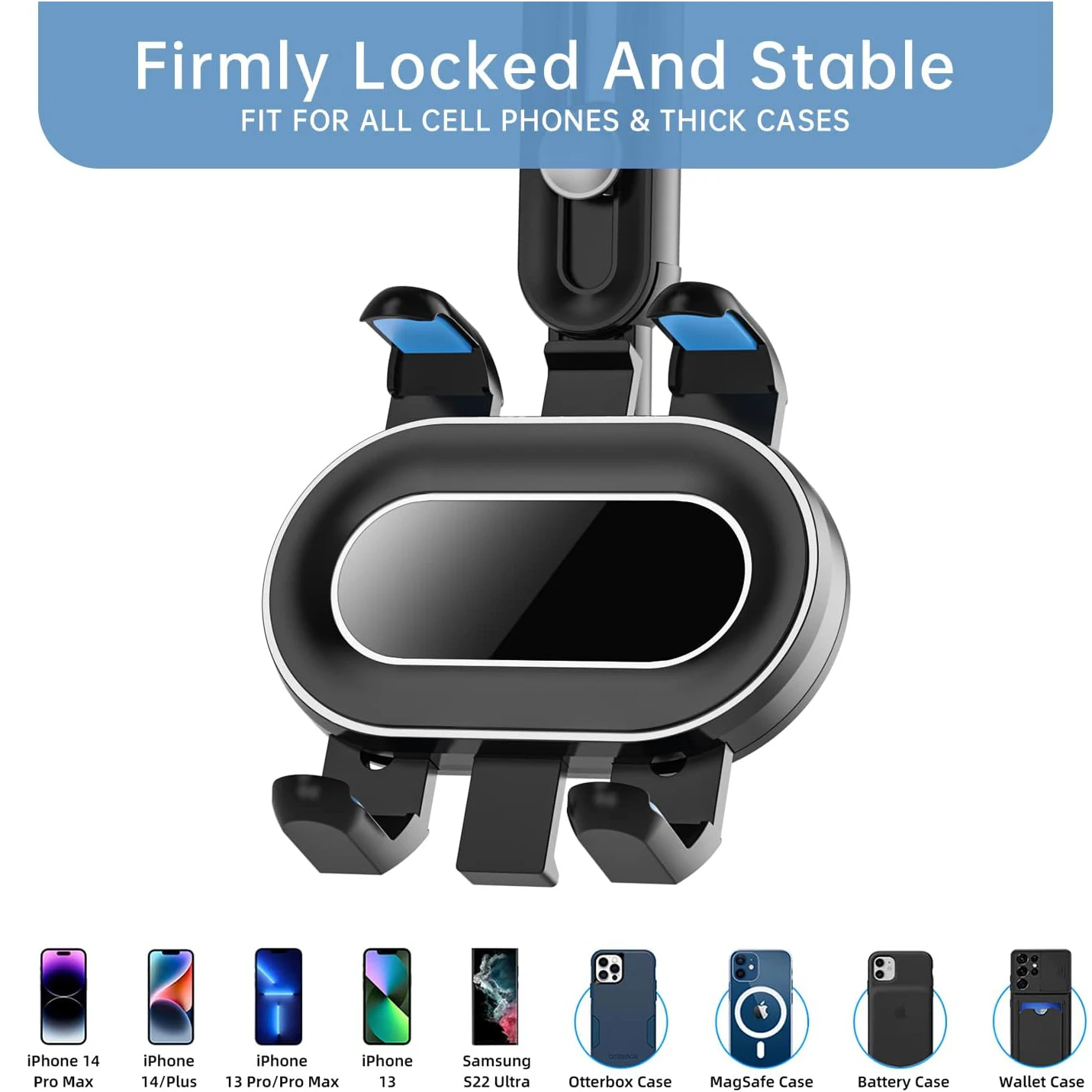 360 Rotating Car Rearview Mirror Phone Holder - Perfect for Kids and Adults - Compatible with Phones and GPS Devices