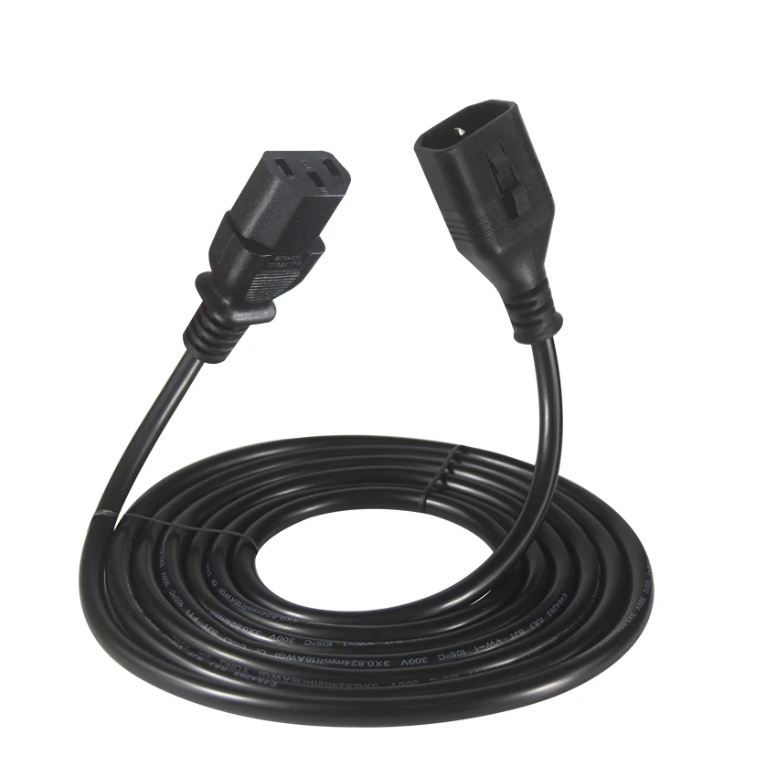 Computer Pdu Cable Bare End Heavy Duty 14Awg Power Cord 6 F Dual C13 to Locking C14