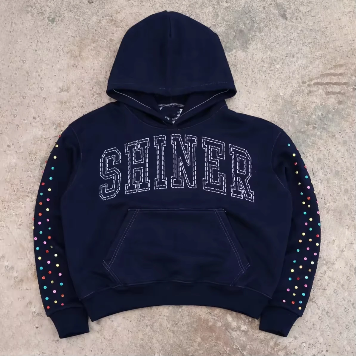US Free Tax Graphic Hoodie Screen Print Heavyweight French Terry Acid Wash Hoodie Streetwear Oversized Rhinestone Hoodie Men gallery 3