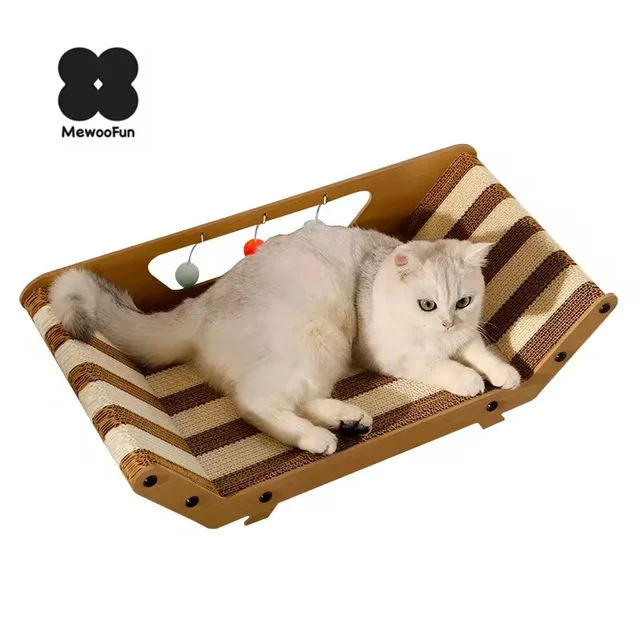 Mewoofun New Arrival Plush Play Toy Cat Scratching Board Cat Scratcher Bed For Cats
