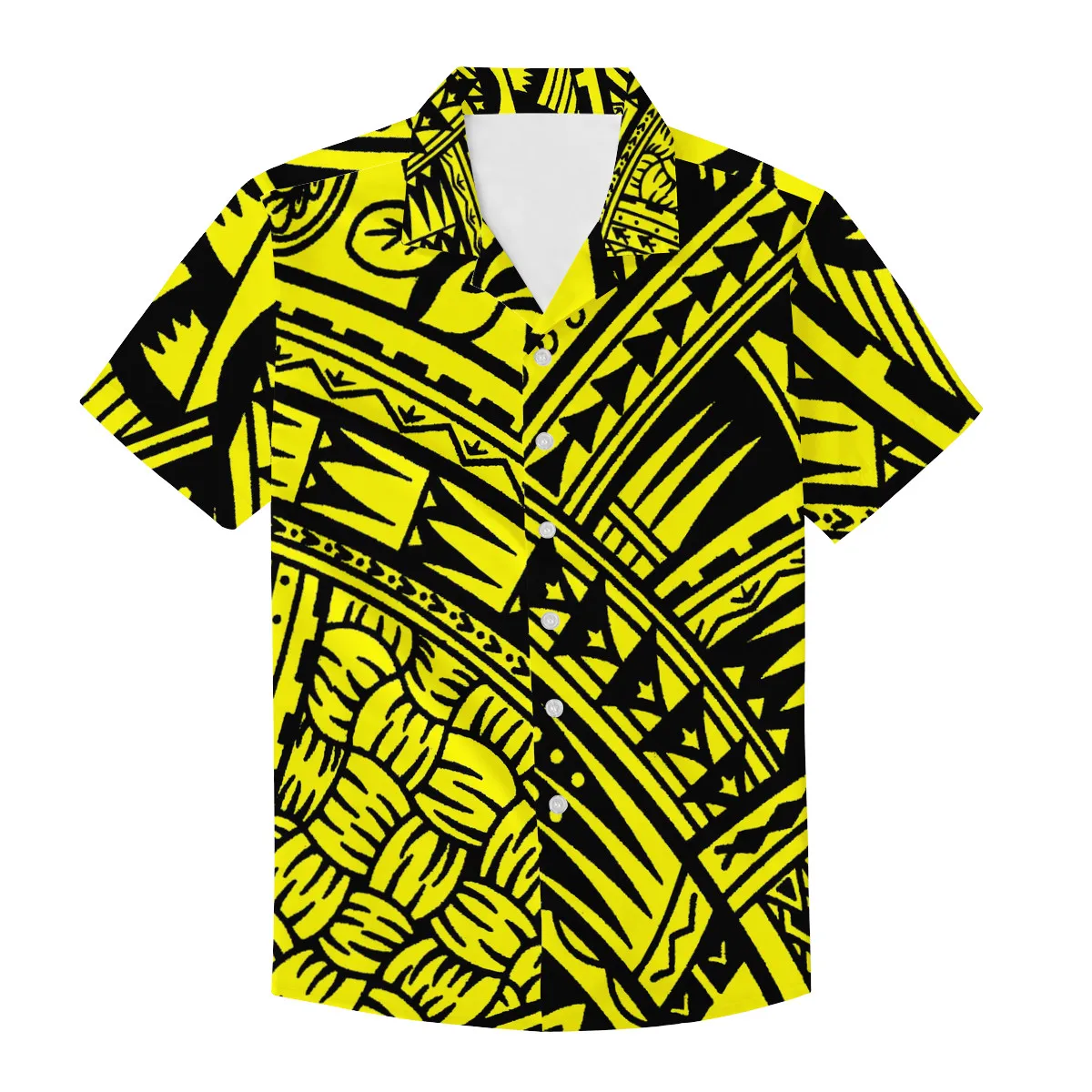 Yellow Tribal Polynesian Samoa Style Print Summer Couple Clothing Women Off Shoulder Ruffle Dress Match Men Shirt Plus Size 2021