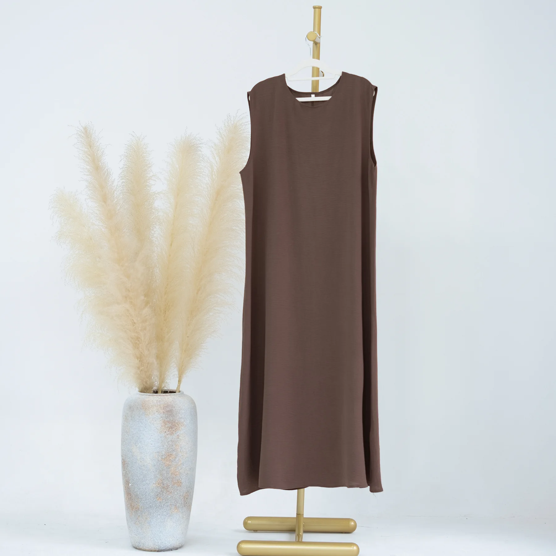 Solid Color Ankles Bottom Inner slip Dress Glory Abaya Sleeveless Muslim Dress
