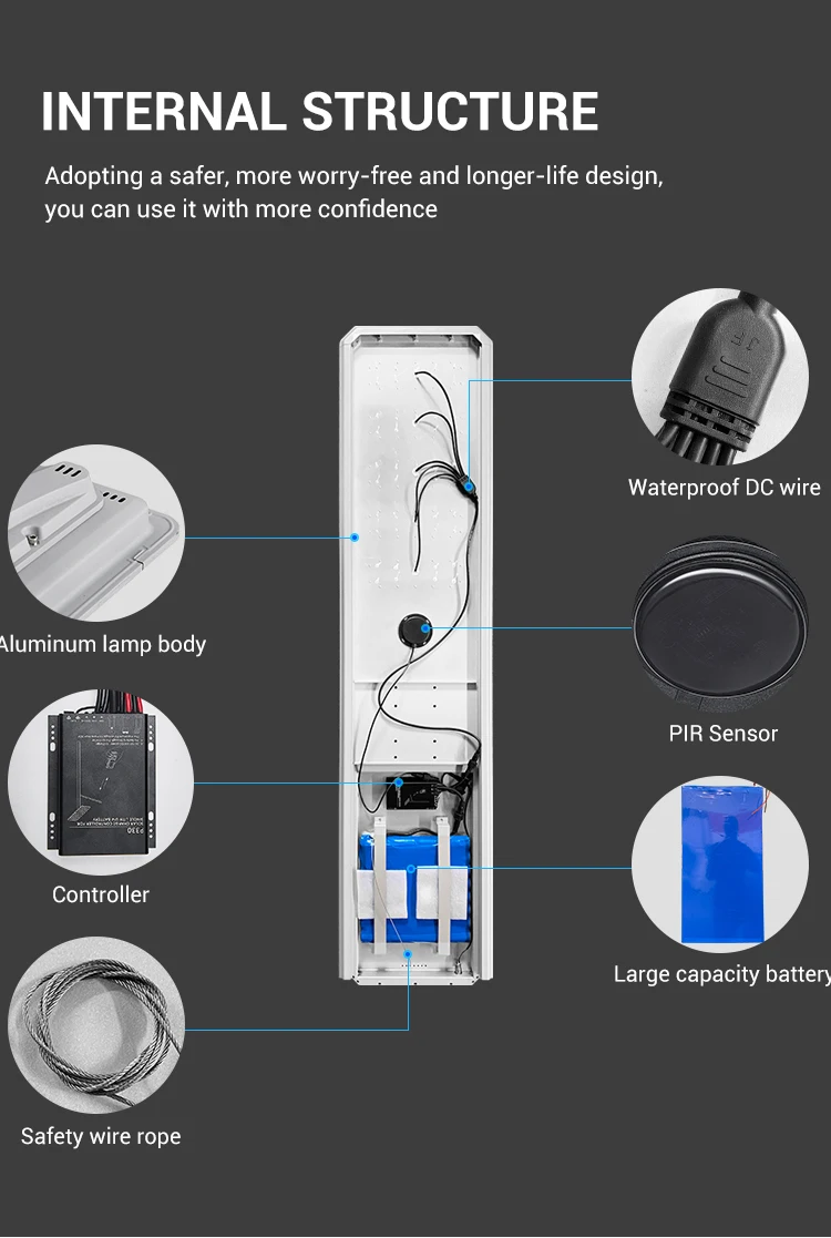 Aluminum Integrated Streetlight IP65 Outdoor 300W 400W 500W All In One Led Solar Street Lamp