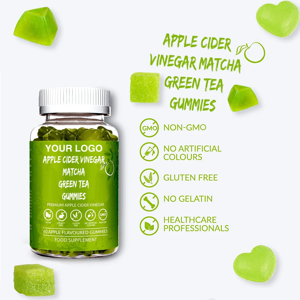 Matcha Green Tea Gummy Bear With Cider Vinegar Burn Fat Slimming Matcha