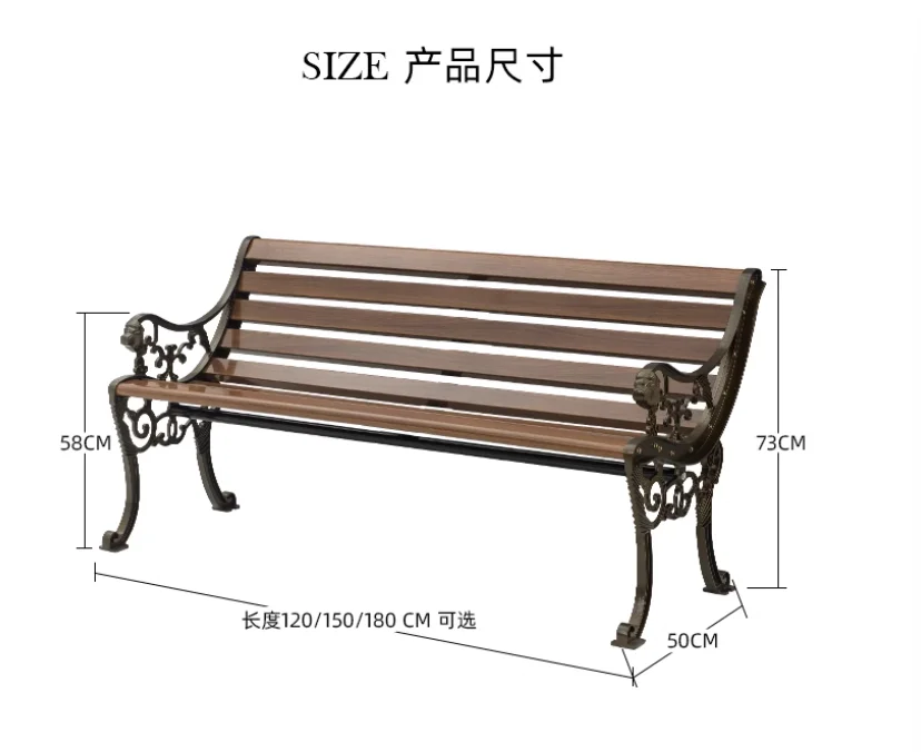 product iron leisure long chair with backrest zinc alloy outdoor garden bench for patio use-72