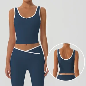 Roregal Nude Fitness Workout Top Sport Tank Top Running Crop Top Activewear Yoga Wear Vest With Chest Pad