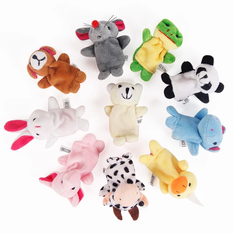 Polyester Fabric Embroidered Elephant Collective Cartoon Sea Animals Promotional Handmade Plush Felt Cat Animal Finger Puppet