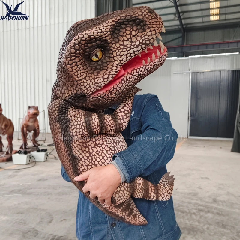 product haichuan custom tyrannosaurus rex dinosaur puppet full size animatronic dino handheld puppet for sale-1